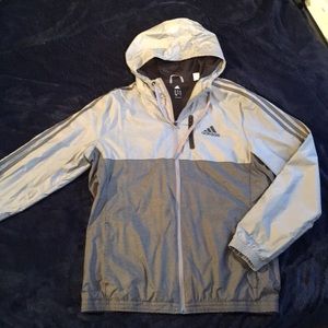 Light and dark grey adidas rain jacket worn once